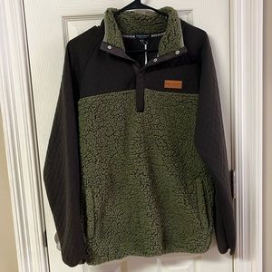 NWT simply southern collection XL army green and brown fleece